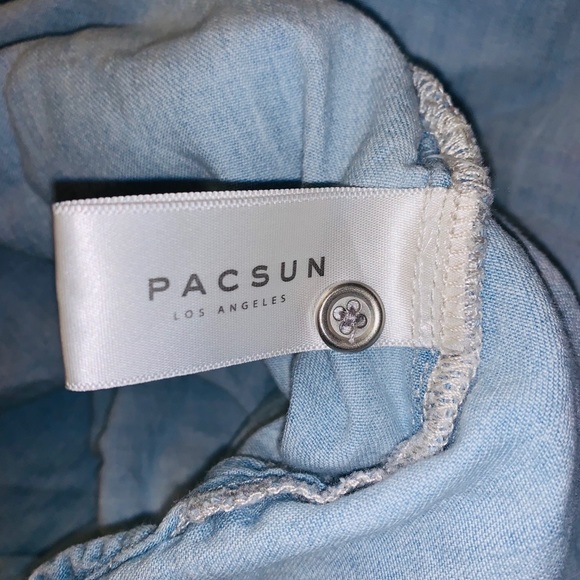 Pacsun blue chambray denim button up down shirt - Picture 8 of 10